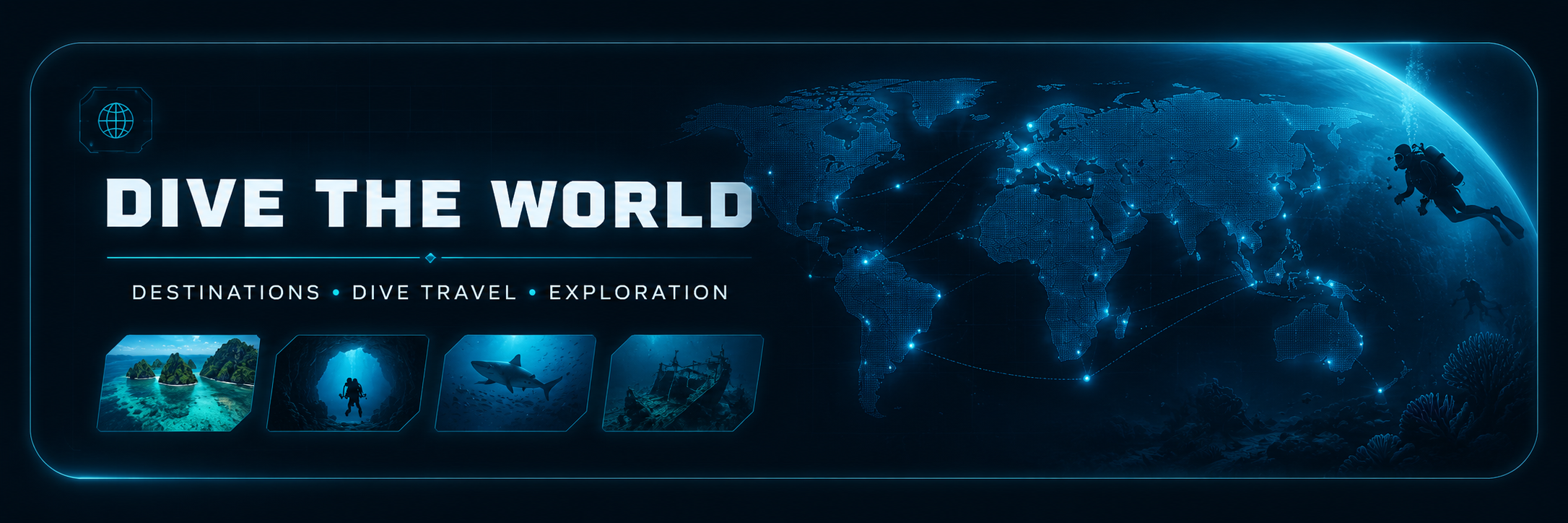 Dive the World banner in DiverInterCom KCore Scuba style