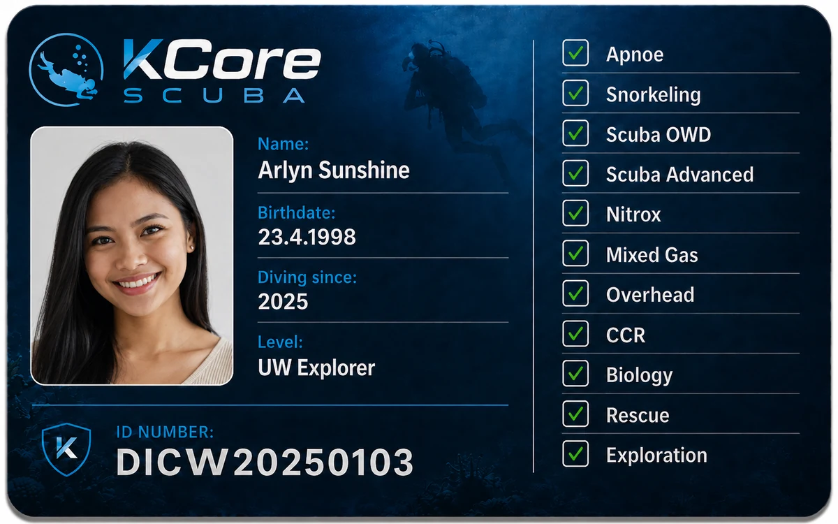 KCore Scuba UW Explorer ID sample
