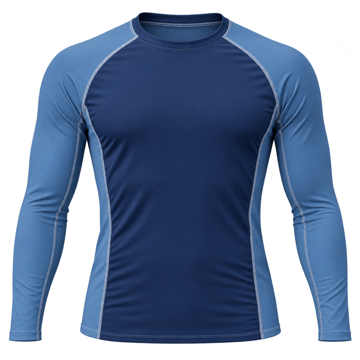 Long sleeve rash guard shirt on a transparent background
