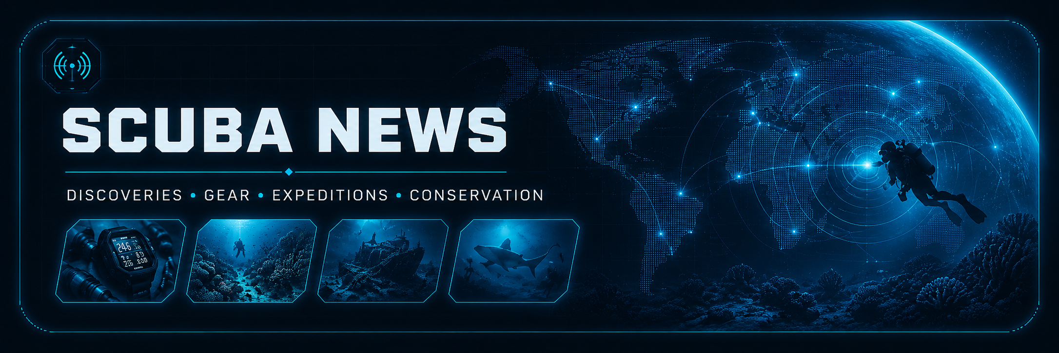 Scuba News banner in DiverInterCom KCore Scuba style